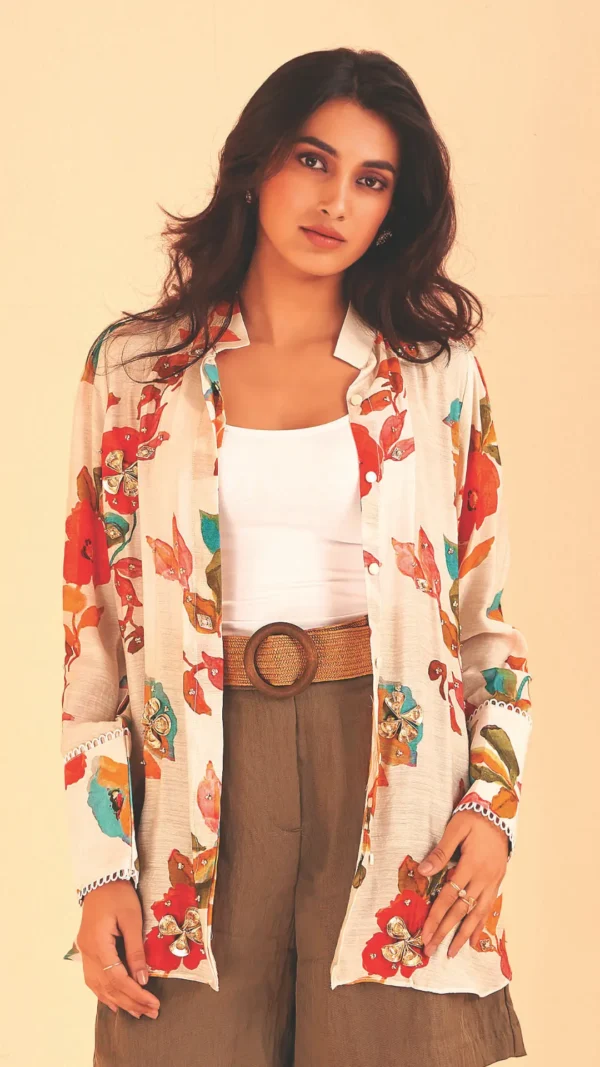 Chanderi Lace Embellished Shirt