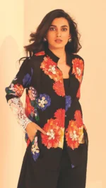 Embroidered Elegance Digital Print Shirt