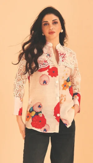 Chanderi Digital Print Fusion Shirt